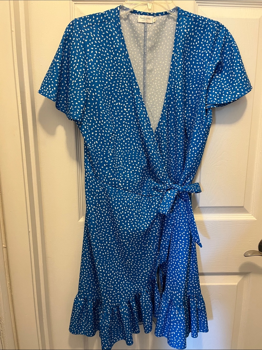 Naggoo Blue Polka Dot Wrap Dress